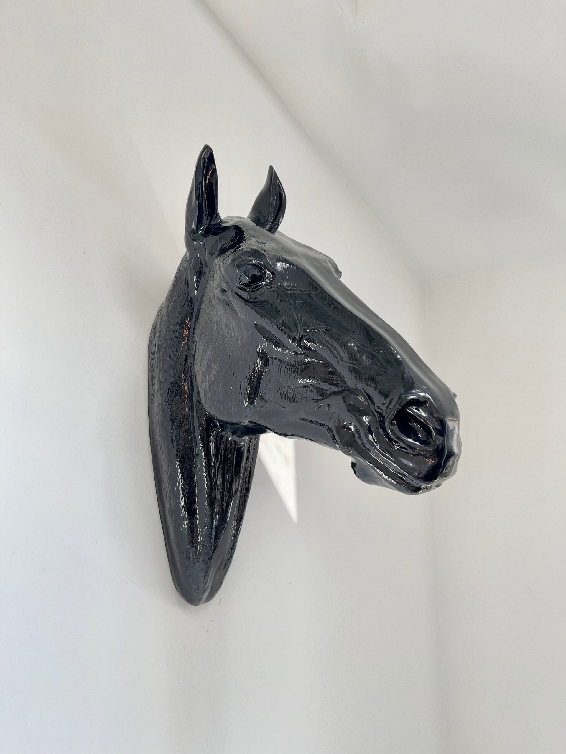 Elegante Lebensgroße Pferdekopf, Design, Wanddekoration, Hochglanz Lack