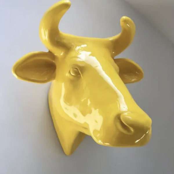Abstrakte Lebensgroße Kuh-Kopf, Designer Deko Hochglanz Lack