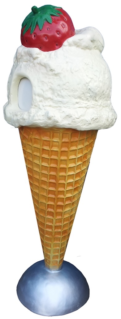 Werbefigur / Gastronomie - Eis in XXL - 170 cm - Mülleimer - Eiswaffel