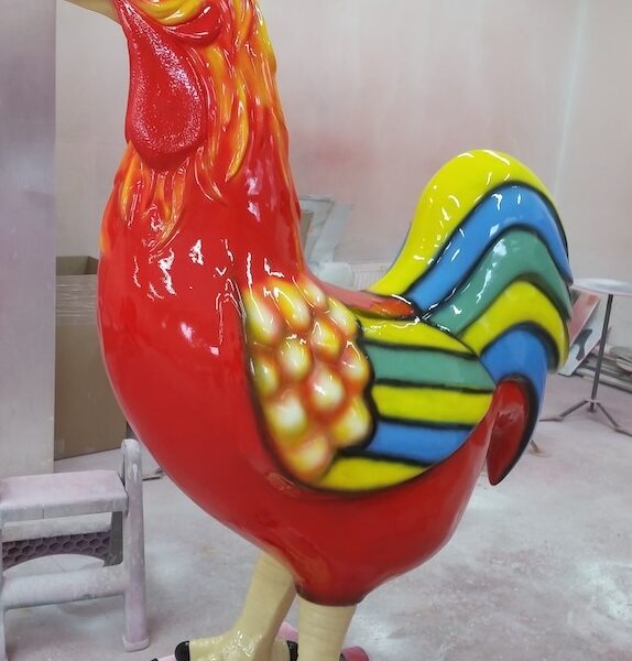 XXXL Bunter  Hahn - Designer Hochglanz - 180 cm