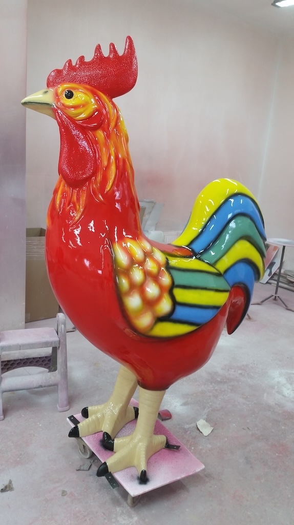 XXXL Bunter Hahn - Designer Hochglanz - 180 cm