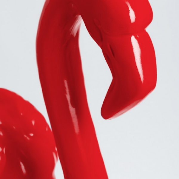 Flamingo mit Metallbeinen -  Pop Art - Designer Hochglanz