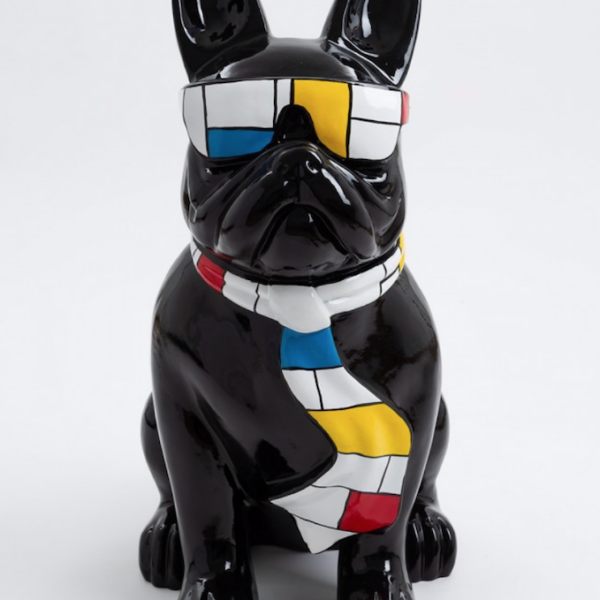 XXL Französische Bulldogge mit Brille, Pop Art - Designer Hochglanz - 120 cm