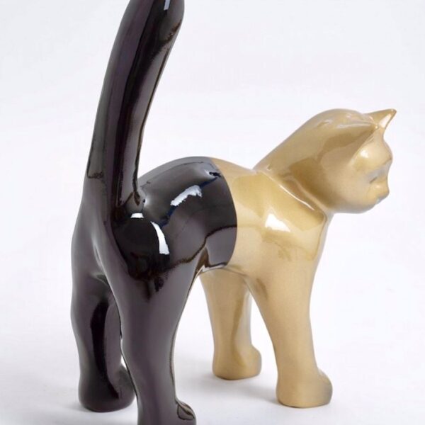 XL Katze GOLD-SCHWARZ - Designer Hochglanz