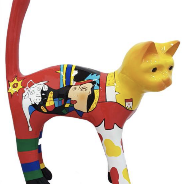XL Katze Kunstbemalung, Pop Art - Designer Hochglanz