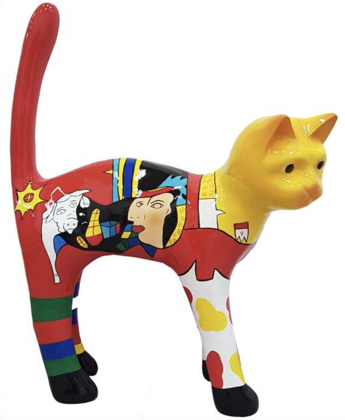XL Katze Kunstbemalung, Pop Art - Designer Hochglanz