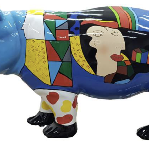 Lebensgroße Nilpferd -  Designer Hochglanz - Pop Art