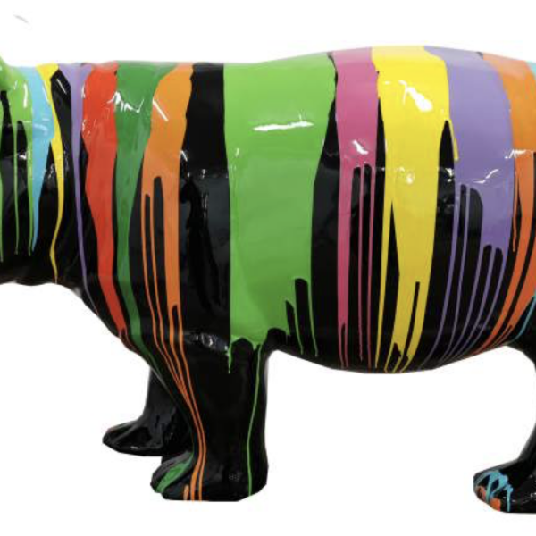 Lebensgroße Nilpferd -  Designer Hochglanz - Pop Art