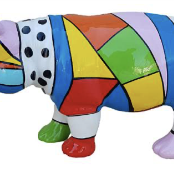 Lebensgroße Nilpferd -  Designer Hochglanz - Pop Art