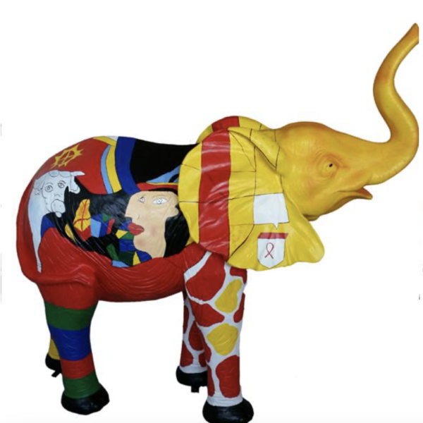 Lebensgroße junger Elefant -  Designer Hochglanz - Pop Art
