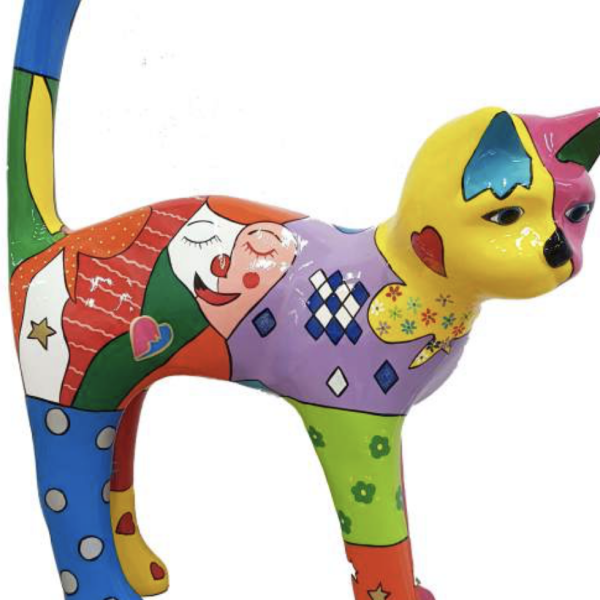 XXXL Katze Kunstbemalung, Pop Art - Hochglanz - 200 cm