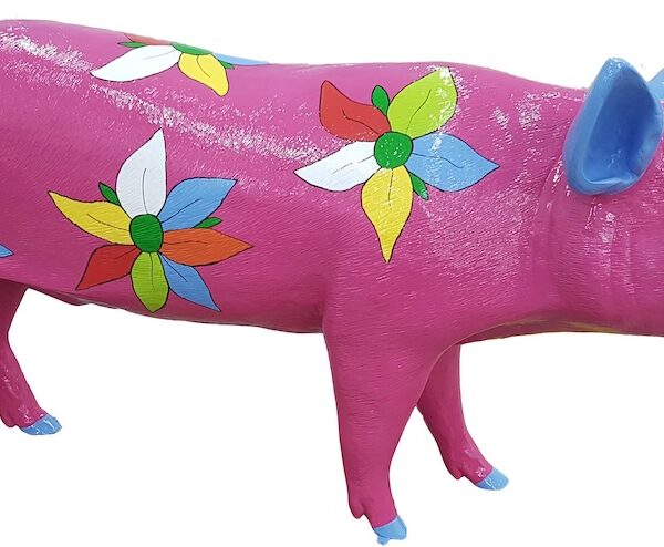 Lebensgroße Schwein -  Kunstbemalung  -  PopArt