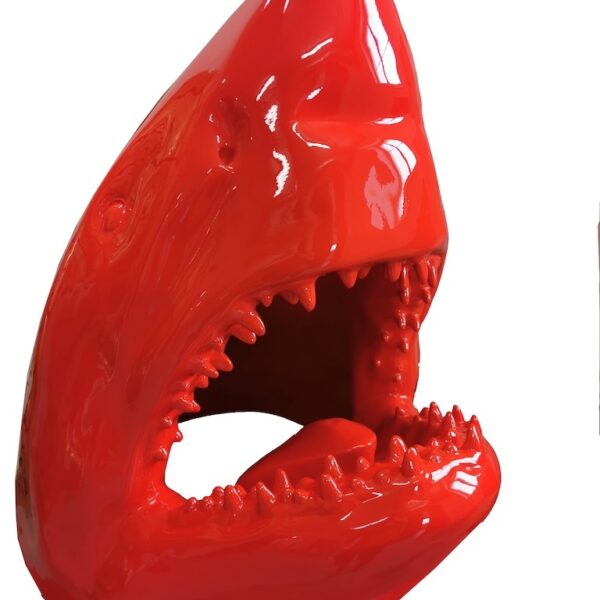 Lebensgroße Haifischkopf  -  Wanddekoration  -  Hochglanz