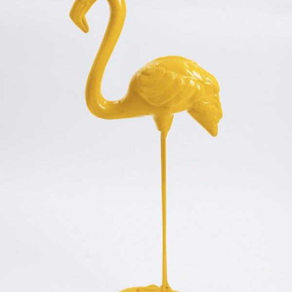 Flamingo mit Metallbeinen -  Pop Art - Designer Hochglanz