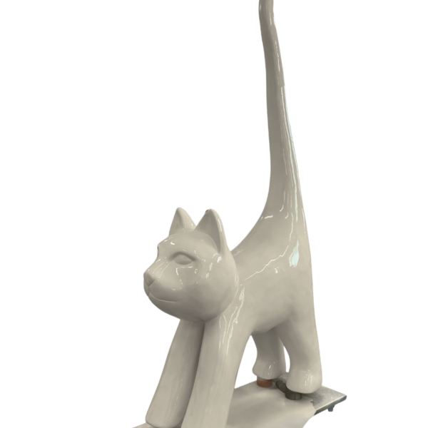 XXXL Katze Kunstbemalung, Pop Art - Designer Hochglanz - Beigeton Kaschmir