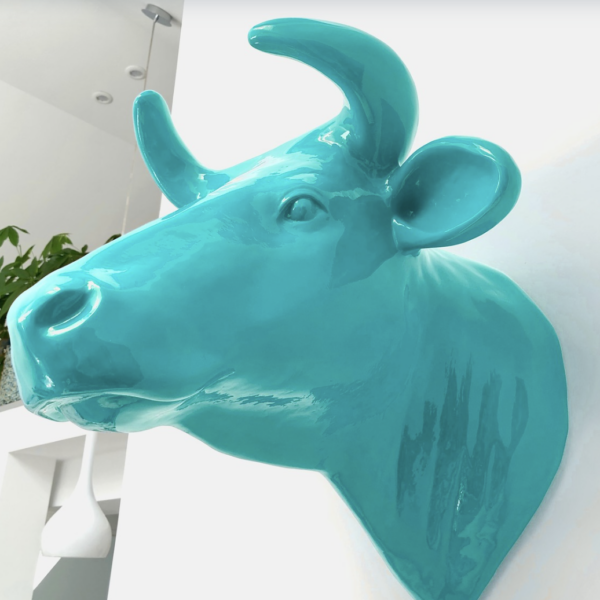 Abstrakte Lebensgroße Kuh-Kopf, Designer Deko Hochglanz Lack