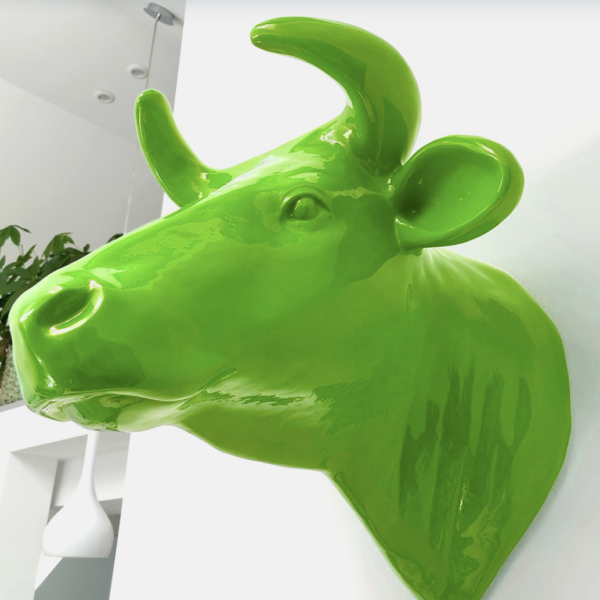 Abstrakte Lebensgroße Kuh-Kopf, Designer Deko Hochglanz Lack