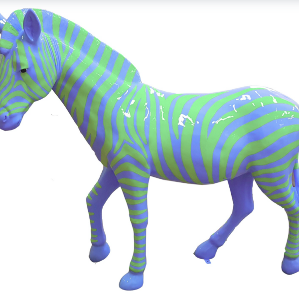 Zebra mit bunte Streifen  -  Pop Art - Hochglanz XXXL 191 cm