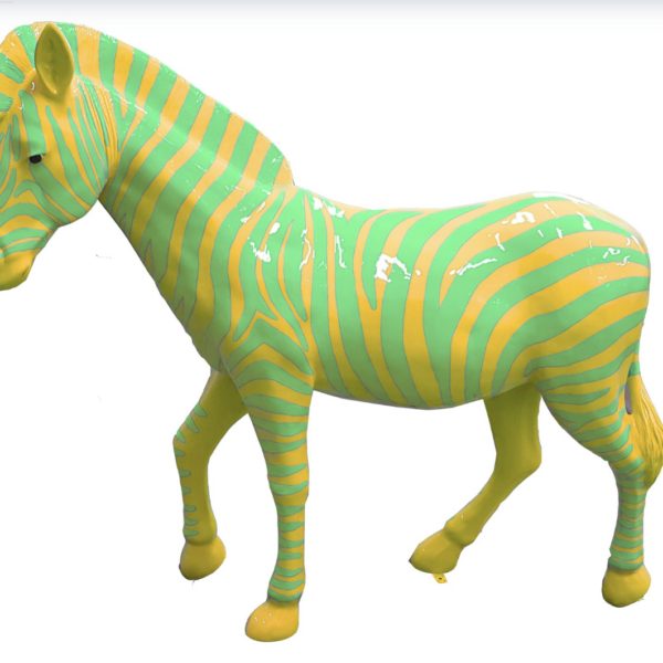 Zebra mit bunte Streifen  -  Pop Art - Hochglanz XXXL 191 cm