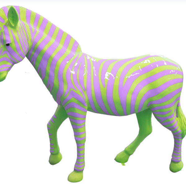 Zebra mit bunte Streifen  -  Pop Art - Hochglanz XXXL 191 cm