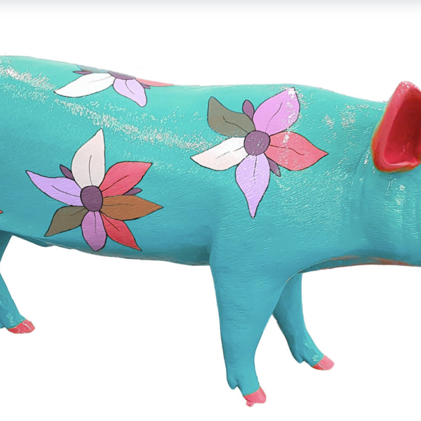 Lebensgroße Schwein -  Kunstbemalung  -  PopArt