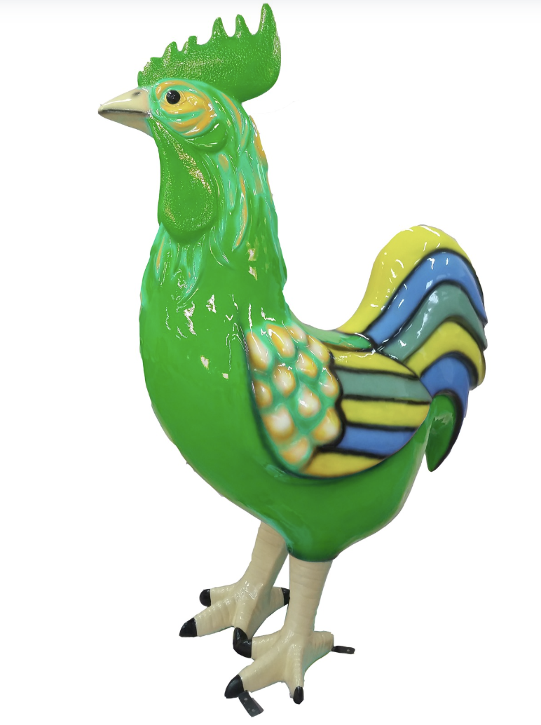 XXXL Bunter Hahn - Designer Hochglanz - 180 cm