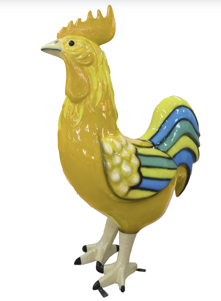 XXXL Bunter Hahn - Designer Hochglanz - 180 cm