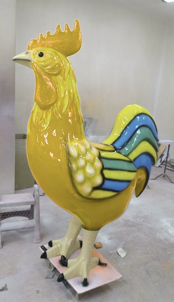 XXXL Bunter Hahn - Designer Hochglanz - 180 cm - obrazek 2