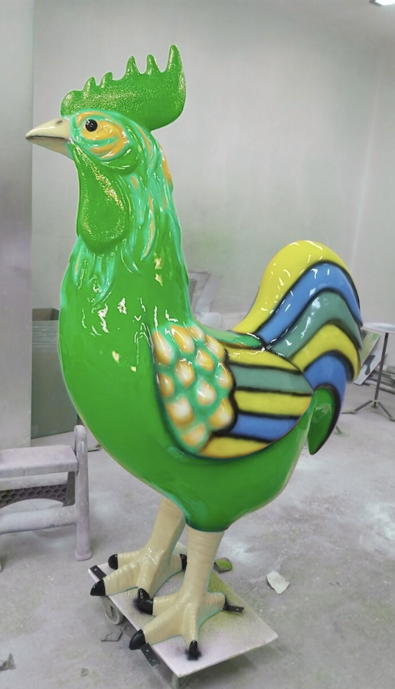 XXXL Bunter Hahn - Designer Hochglanz - 180 cm - obrazek 2