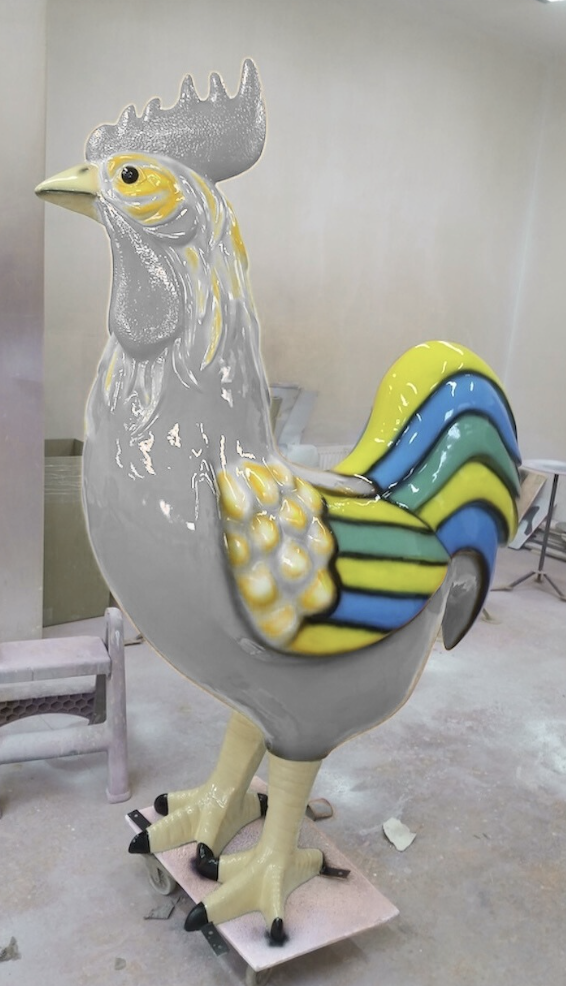 XXXL Bunter Hahn - Designer Hochglanz - 180 cm - obrazek 2