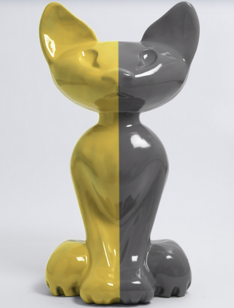 XL Katze Kunstbemalung, Pop Art - Designer Hochglanz - 130 cm