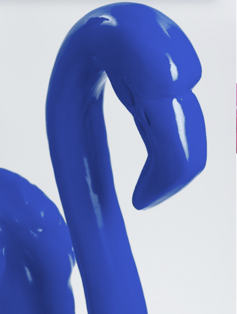 Flamingo mit Metallbeinen - Pop Art - Designer Hochglanz