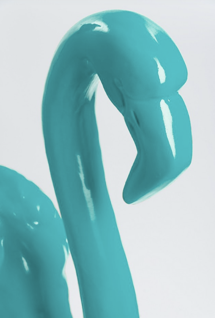 Flamingo mit Metallbeinen - Pop Art - Designer Hochglanz