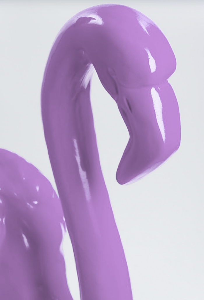 Flamingo mit Metallbeinen - Pop Art - Designer Hochglanz