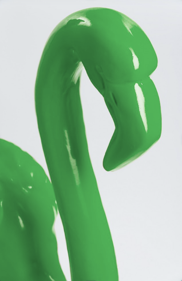 Flamingo mit Metallbeinen - Pop Art - Designer Hochglanz