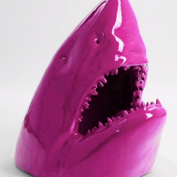 Lebensgroße Haifischkopf  -  Wanddekoration  -  Hochglanz Lack