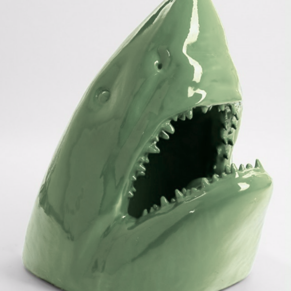 Lebensgroße Haifischkopf  -  Wanddekoration  -  Hochglanz Lack