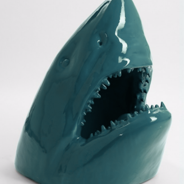 Lebensgroße Haifischkopf  -  Wanddekoration  -  Hochglanz Lack