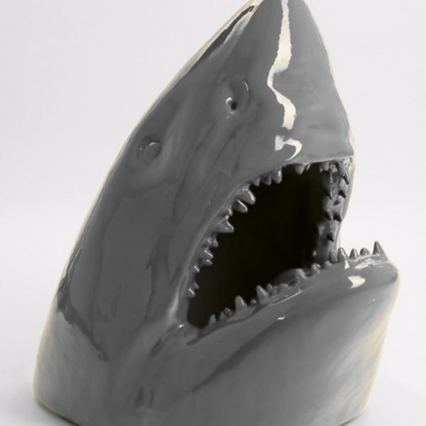 Lebensgroße Haifischkopf  -  Wanddekoration  -  Hochglanz Lack