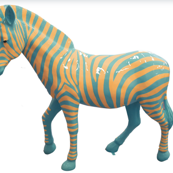 Zebra mit bunte Streifen  -  Pop Art - Hochglanz XXXL 191 cm