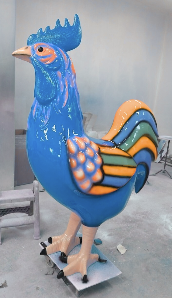 XXXL Bunter Hahn - Designer Hochglanz - 180 cm - obrazek 2