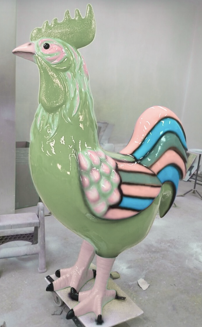 XXXL Bunter Hahn - Designer Hochglanz - 180 cm - obrazek 2