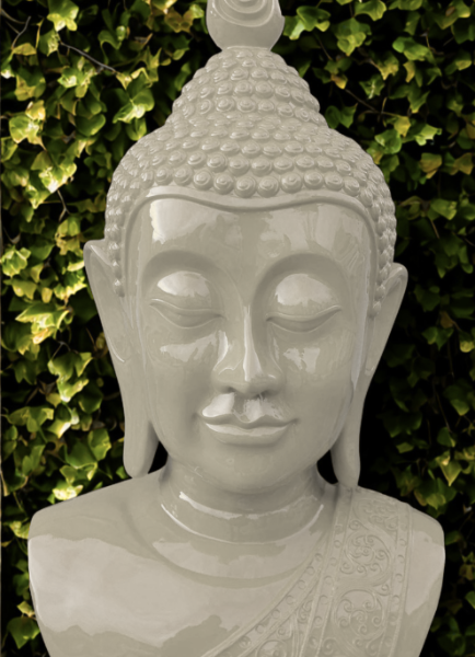 PopArt Buddha - KOPF XXL - 117 cm  - DESIGN - Hochglanz - Buddha Feng Shui - Beigeton Kaschmir