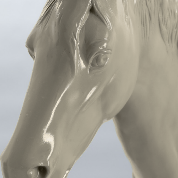 Lebensgroß Pferd - Hochglanz - 220 cm - Beigeton Kaschmir