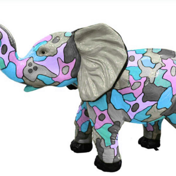 Lebensgroße junger Elefant -  Designer Hochglanz - Pop Art