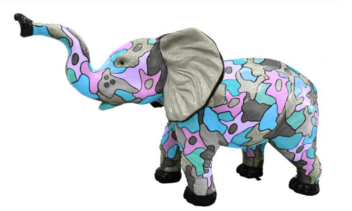 Lebensgroße junger Elefant - Designer Hochglanz - Pop Art
