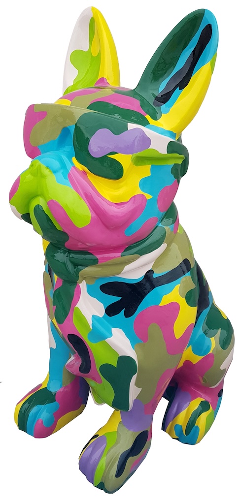 XXL Französische Bulldogge mit Brille, Pop Art - Designer Hochglanz - 120 cm