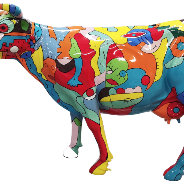 Abstrakte Lebensgroße Kuh - Pop Art a la Picasso -  Deko Hochglanz - 210 cm