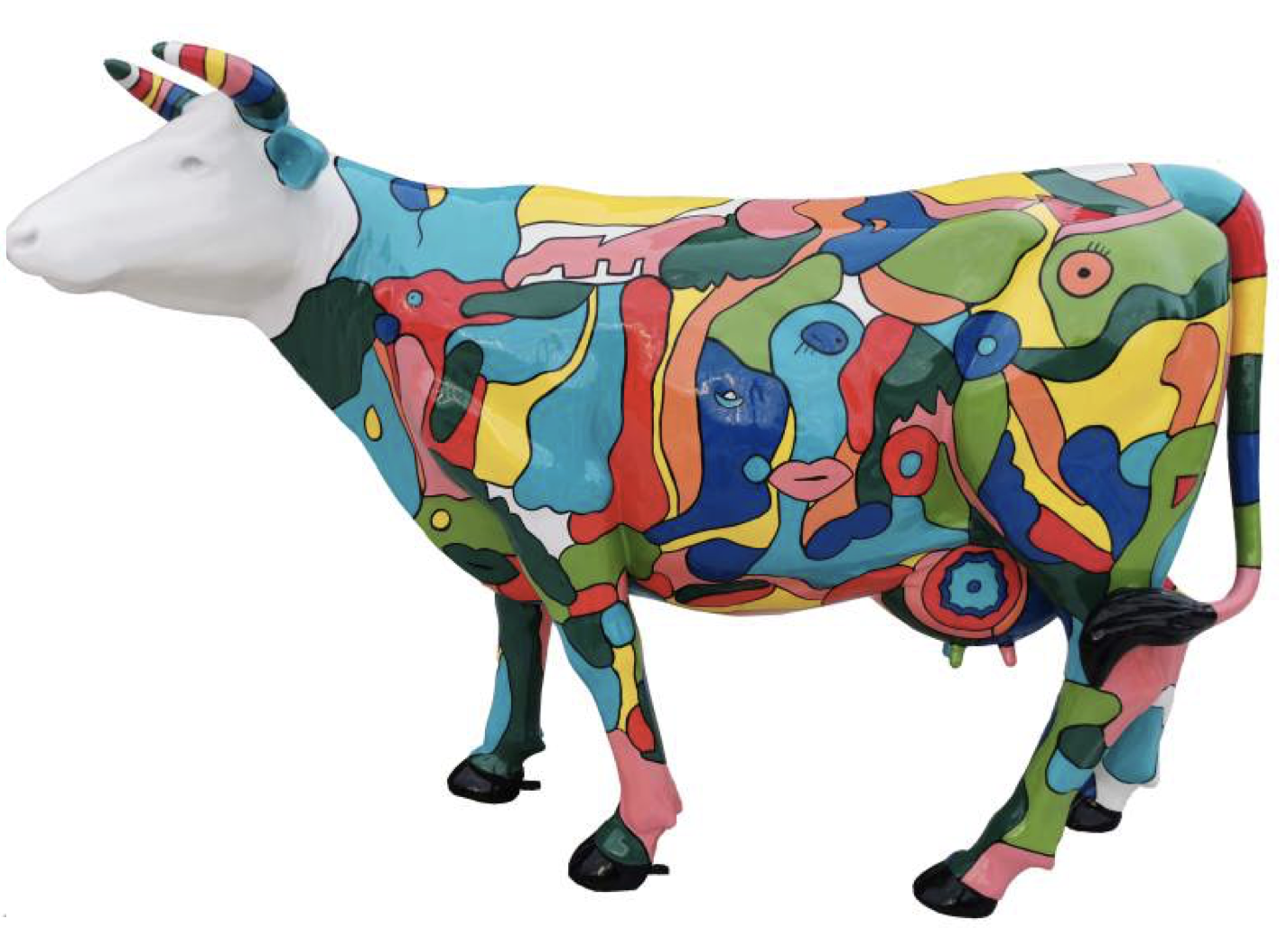 Abstrakte Lebensgroße Kuh, Designer Deko Hochglanz Lack - 210 cm