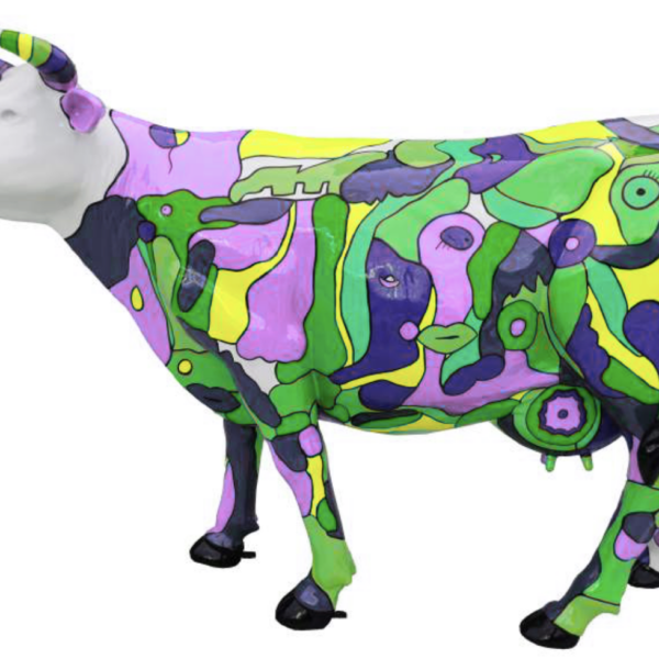 Abstrakte Lebensgroße Kuh, Designer Deko Hochglanz Lack - 210 cm